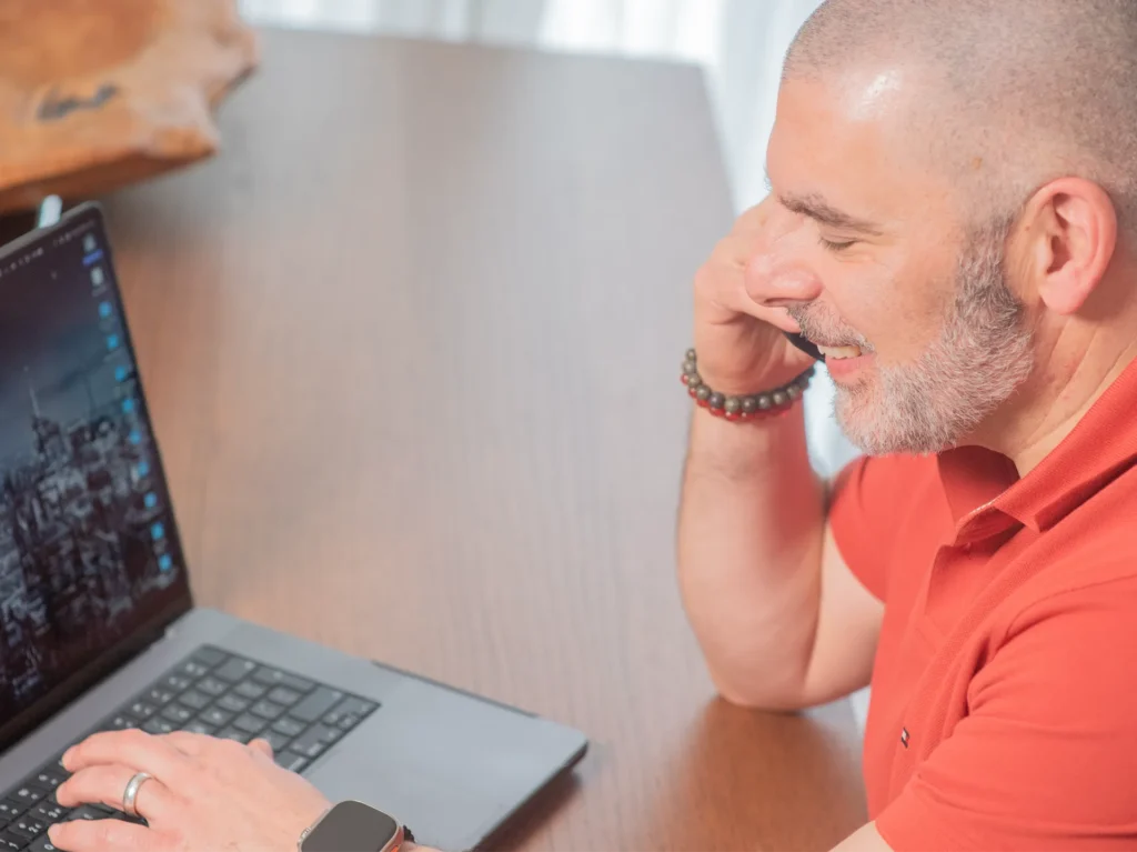 Personal Brand Photography by Julian Coleman, Julian at work on phone